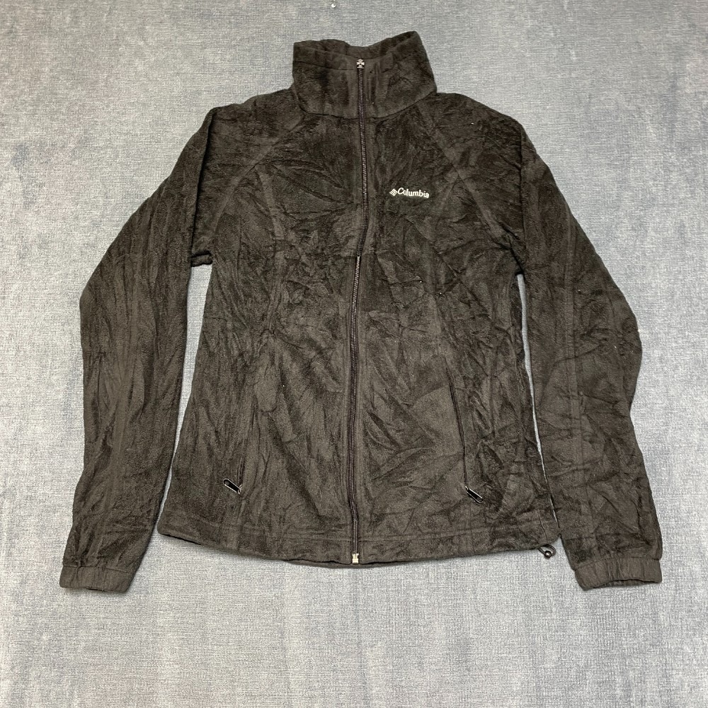 Columbia Fleece Jacket Women S Black Full Zip Mock Neck Drawcord Hem